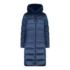 CMP Wintermantel Coat Fix Hood (Glanzeffekt, Warm) Inkblau Damen