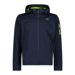 CMP Softshelljacke Light Mit Kapuze (winddicht, Wasserfest) Dunkelblau/limegrün Herren