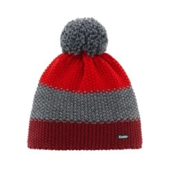 Eisbär Wintermütze Star Mit Bommel (Pompon) Burgund/grau/rot - 1 Stück