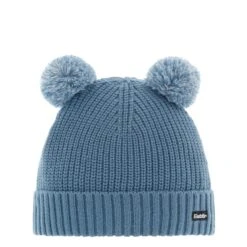 Eisbär Wintermütze (Pompon) Ponti - Mit Wollpompon Als Ohren - Stahlblau - Kinder