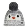 Eisbär Wintermütze (Pompon) Rico - Mit Pinguinmotiv - Weiss/grau - Kinder