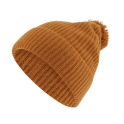 Falke Strickmütze (Bommel) Unisex - Kaschmir, Bommel - Ockerfarben - 1 Stück