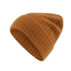 Falke Wintermütze (Beanie) Unisex - Kaschmir, Rippenstruktur, Umschlag - Sandbraun - 1 Stück