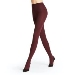 Falke Strumpfhose Pure Matt 100 Den (elegante, Matte Feinstrumpfhose) Weinrot Damen