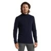Icebreaker Unterwäsche Langarmshirt Half-Zip 200 Oasis LS - Merinowolle, Enganliegend - Navyblau Herren