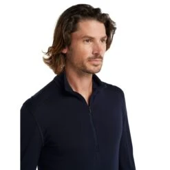 Icebreaker Unterwäsche Langarmshirt Half-Zip 200 Oasis LS - Merinowolle, Enganliegend - Navyblau Herren -Günstiges Draussen Herz Geschäft Icebreaker 104367401 Oasis Langarmshirt Zip 4 1200x1200 1