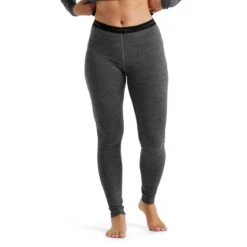 Icebreaker Unterwäsche Leggings 200 Oasis - Merinowolle, Enganliegend - Lang Grau Damen
