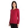 Icebreaker Unterwäsche Thermo-Langarmshirt 260 Tech Crewe - Merinowolle, Enganliegend - Kirschrot Damen