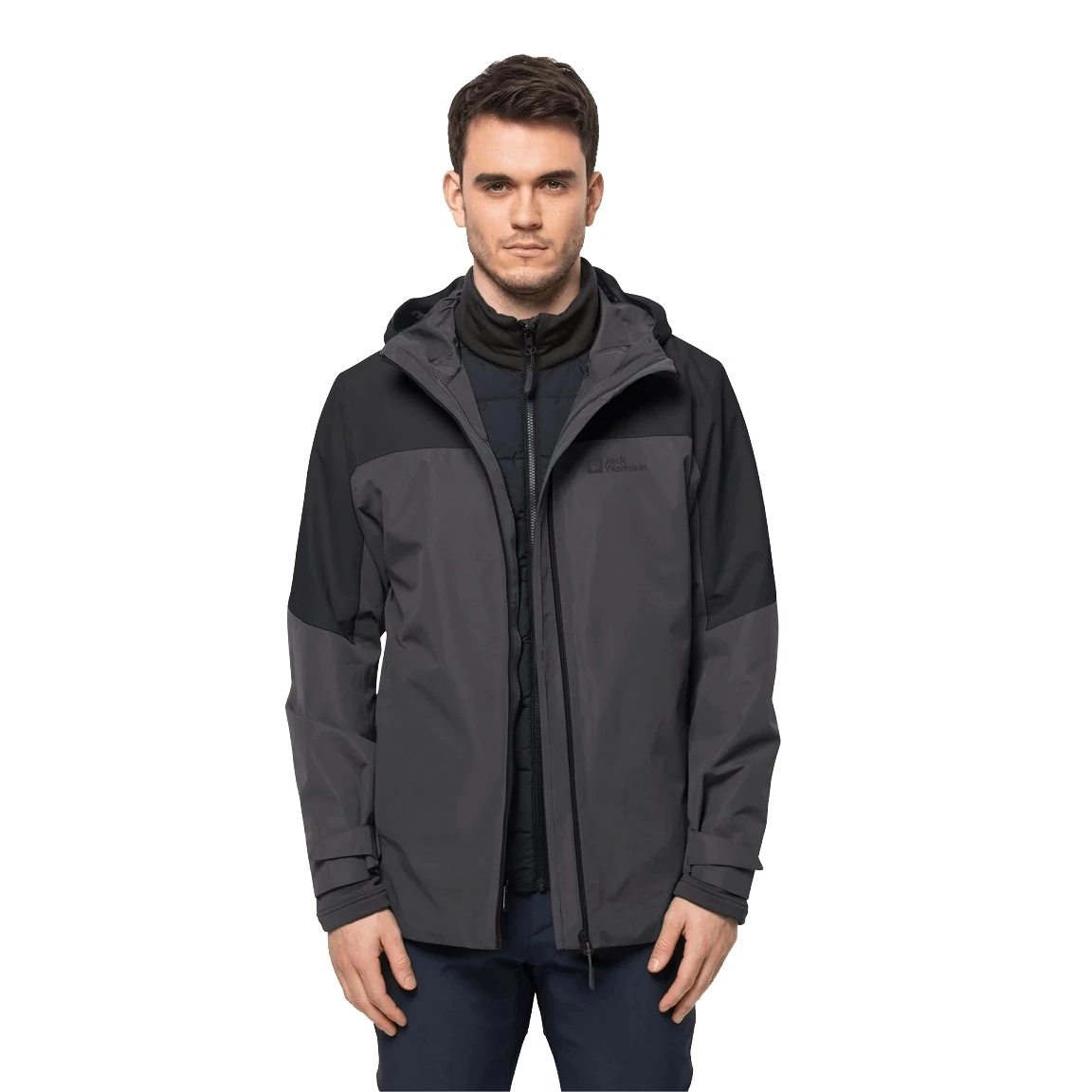 Jack Wolfskin Winterjacke Glaabach 3in1 (wasser- Und Winddicht, Atmungsaktiv, Mit Fleece-Innenjacke) Schwarz Herren 4 Jack Wolfskin Winterjacke Glaabach 3in1 (wasser- Und Winddicht, Atmungsaktiv, Mit Fleece-Innenjacke) Schwarz Herren – Bild 4
