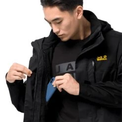 Jack Wolfskin Ganzjahresjacke Jasper Flex (wasserdicht) Schwarz Herren -Günstiges Draussen Herz Geschäft Jack Wolfskin 1108371 6000 jasper flex men black203 1200x1200 1