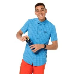 Jack Wolfskin Wander- Und Reisehemd Kurzarm Rays Hellblau Herren