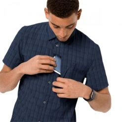 Jack Wolfskin Wander- Und Reisehemd Kurzarm Rays Dunkelblau Herren -Günstiges Draussen Herz Geschäft Jack Wolfskin 1401552 7881 rays stretch vent shirt203 1200x1200 1