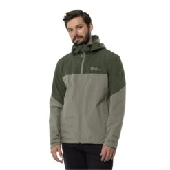 Jack Wolfskin Regenjacke Weiltal 2-Lagen (Wetterschutzjacke, Wasserdicht, Winddicht) Mistygrün Herren
