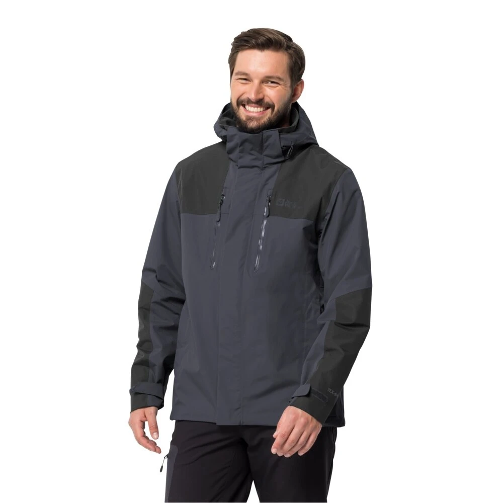 Jack Wolfskin Wanderjacke Jasper Flex 2023 (Wetterschutzjacke, Wasser-/ Winddicht, Atmungsaktiv) Ebonygrau Herren 1 Jack Wolfskin Wanderjacke Jasper Flex 2023 (Wetterschutzjacke, Wasser-/ Winddicht, Atmungsaktiv) Ebonygrau Herren