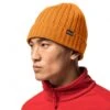 Jack Wolfskin Rippstrickmütze (Beanie) Stormlock RIP Knit (winddicht, Fleecefutter) Bernsteingelb Herren