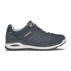 Lowa Wander-Travelschuhe Locarno Low GTX (All-Terrain, Nubukleder, Wasserdicht) Navyblau/mandarine Damen