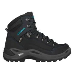 Lowa Wanderschuhe Renegade Mid GTX (All-Terrain, Nubukleder, Wasserdicht) Asphaltgrau/türkis Damen