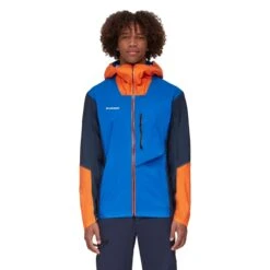 Mammut Wanderjacke Nordwand Light 3-Lagen Hardshell (wasserdicht, Atmungsaktiv) Dunkelblau/orange Herren