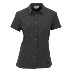 Maul Wanderbluse Kurzarm Agile 2XT Outdoor Karomuster Dunkelgrau Damen