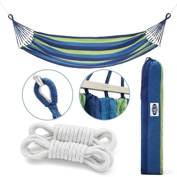 Nils Camp Hängematte NC9001 (mit Holzstab, Haltbar, Leicht Aufzuhängen) Dunkelblau/grün 200x120cm 1 Nils Camp Hängematte NC9001 (mit Holzstab, Haltbar, Leicht Aufzuhängen) Dunkelblau/grün 200x120cm
