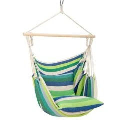 Nils Camp Hängesessel NC3107 (Holzbalken, Baumwolle, Leicht Aufzuhängen) Grün 103x99cm