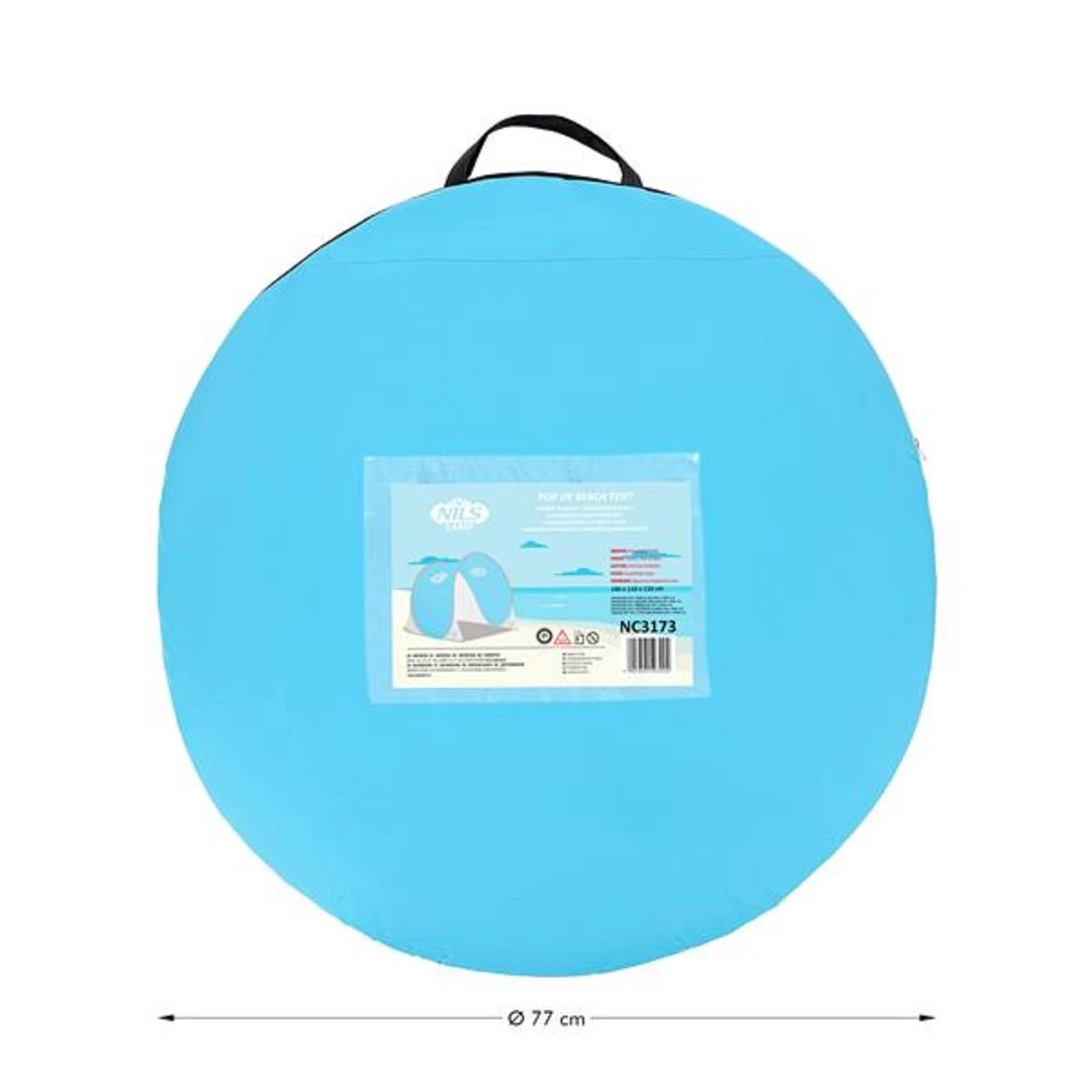 Nils Camp Strandmuschel NC3173 (UV-Schutz, Selbstaufbauend) 140x110x110cm Blau/grau 4 Nils Camp Strandmuschel NC3173 (UV-Schutz, Selbstaufbauend) 140x110x110cm Blau/grau – Bild 4