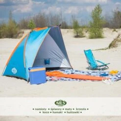 Nils Camp Strandmuschel NC8030 (UV-Schutz, Wassderdichter Boden) Für Die Familie Türkisblau - 120x260x120cm -Günstiges Draussen Herz Geschäft Nils Camp 15 04 025 Strandmuschel 13 600x600 1