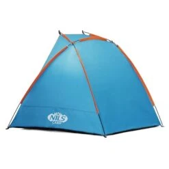 Nils Camp Strandmuschel NC8030 (UV-Schutz, Wassderdichter Boden) Für Die Familie Blau/orange - 120x260x120cm -Günstiges Draussen Herz Geschäft Nils Camp 15 04 025 Strandmuschel 4 600x600 1