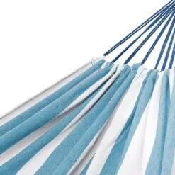 Nils Camp Hängematte NC9003 (Baumwoll-/Polyestermix, Haltbar, Leicht Aufzuhängen) Blau/weiss 200x120cm -Günstiges Draussen Herz Geschäft Nils Camp NC9003 Haengematte 7 600x600 1