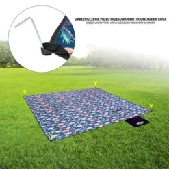 Nils Camp Picknickdecke NC8014 (Motiv Flamingo) Blau 220x200cm -Günstiges Draussen Herz Geschäft Nils Camp Picknicdecke NC8014 Flamingo 1 600x600 1