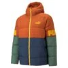 Puma Daunen-Winterjacke Power Hooded Down Puffer Orange/blau/grün Herren