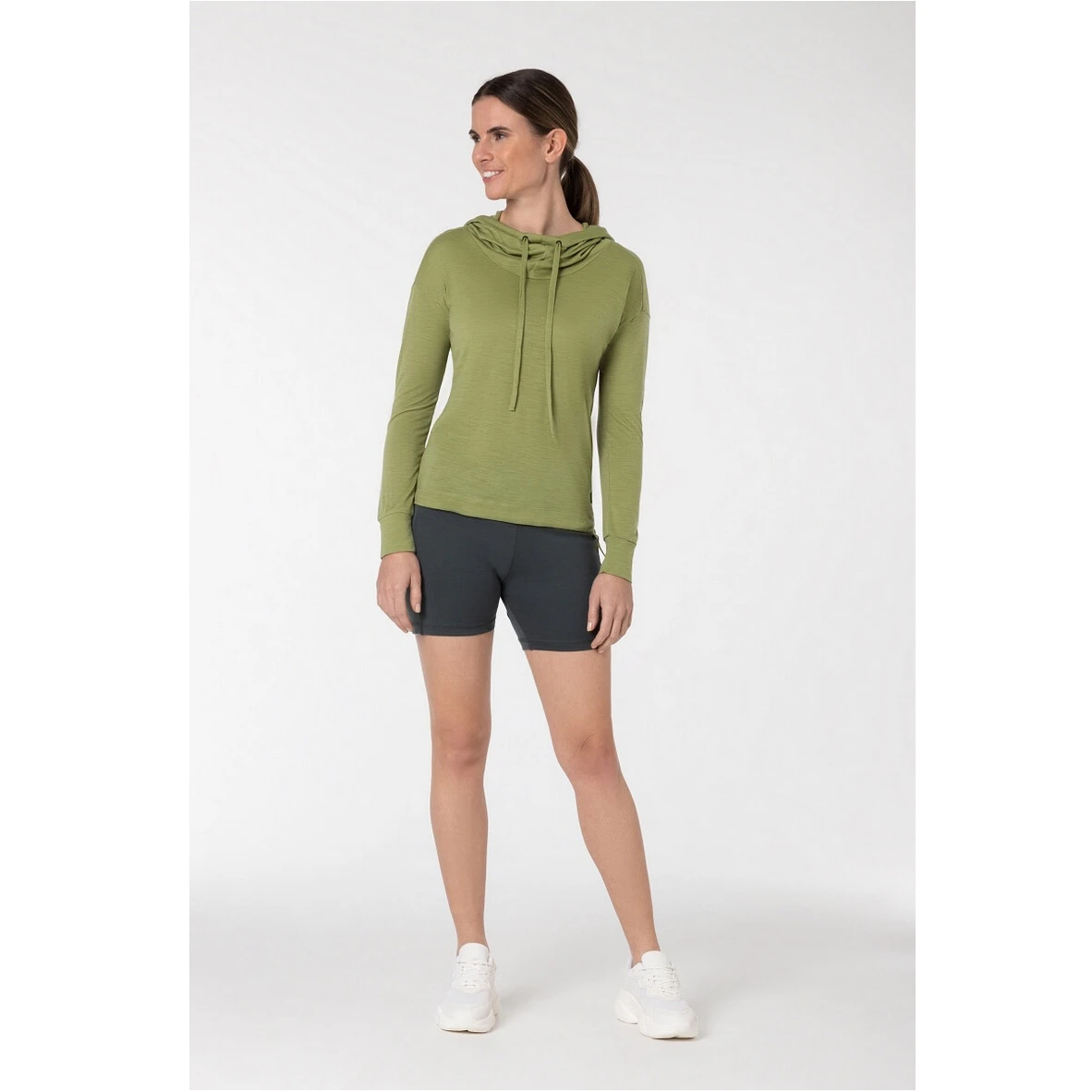 Super.natural Super Natural Kapuzenpullover Funnel Hoodie (Merinowolle) Sagegrün Damen 1 Super.natural Super Natural Kapuzenpullover Funnel Hoodie (Merinowolle) Sagegrün Damen