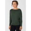 Super.natural Super Natural Yoga-Langarmshirt Kula Top (Merinowolle) Dunkelgrün Damen