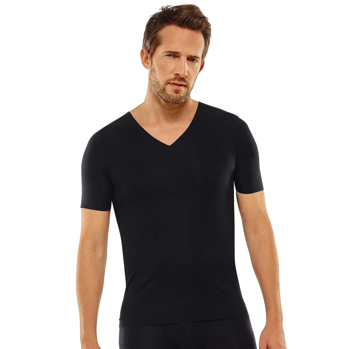 Schiesser T-Shirt Seamless V-Ausschnitt Laser Cut Kurzarm (Interlock, Nahtlos) Unterwäsche Schwarz Herren 4 Schiesser T-Shirt Seamless V-Ausschnitt Laser Cut Kurzarm (Interlock, Nahtlos) Unterwäsche Schwarz Herren – Bild 4