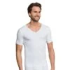 Schiesser T-Shirt Seamless V-Ausschnitt Laser Cut Kurzarm (Interlock, Nahtlos) Unterwäsche Weiss Herren