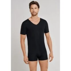 Schiesser Tshirt Seamless V-Ausschnitt Laser Cut Kurzarm (Interlock, Nahtlos) Unterwäsche Schwarz Herren -Günstiges Draussen Herz Geschäft Schiesser 173252 000 Tshirt V Neck 1200x1200 1