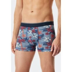 Schiesser Unterwäsche Boxershorts Microfaser Palmen Blumen Blau Herren - 1 Stück