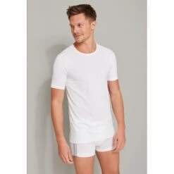 Schiesser T-Shirt 95/5 Rundhals Kurzarm (95% Baumwolle) Unterwäsche Weiss Herren - 2er Pack