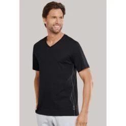 Schiesser Tshirt V-Ausschitt Mix+Relax 1875 Schwarz Herren