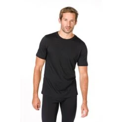 Super.natural Super Natural Tshirt Base 140g - Merionwolle - Unterwäsche Schwarz Herren