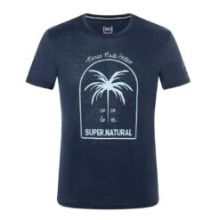 Super.natural Super Natural Freizeit-Tshirt Graphic King Coco - Merinowollmix - Dunkelblau Herren